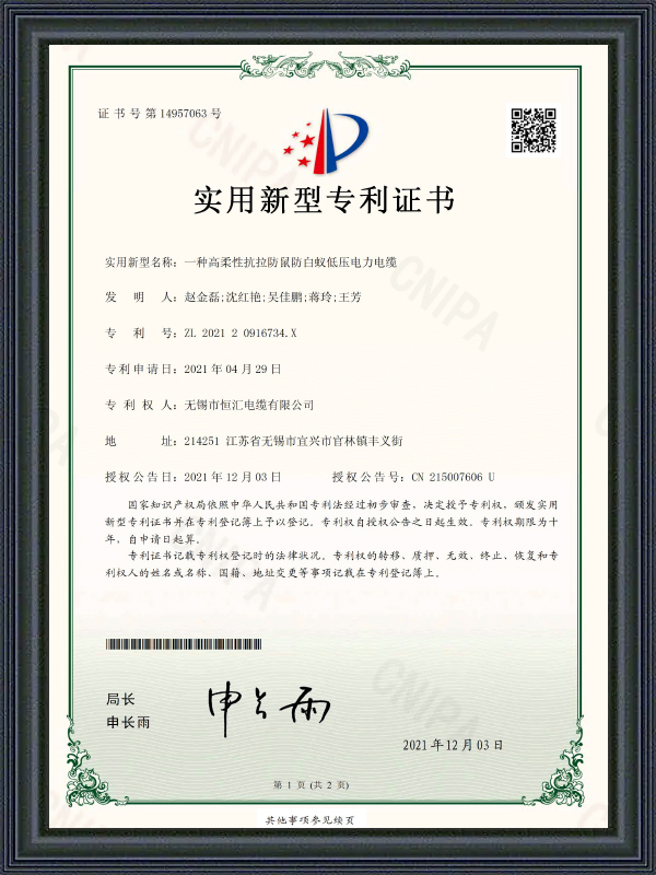 Certificato di brevetto per modello di utilità